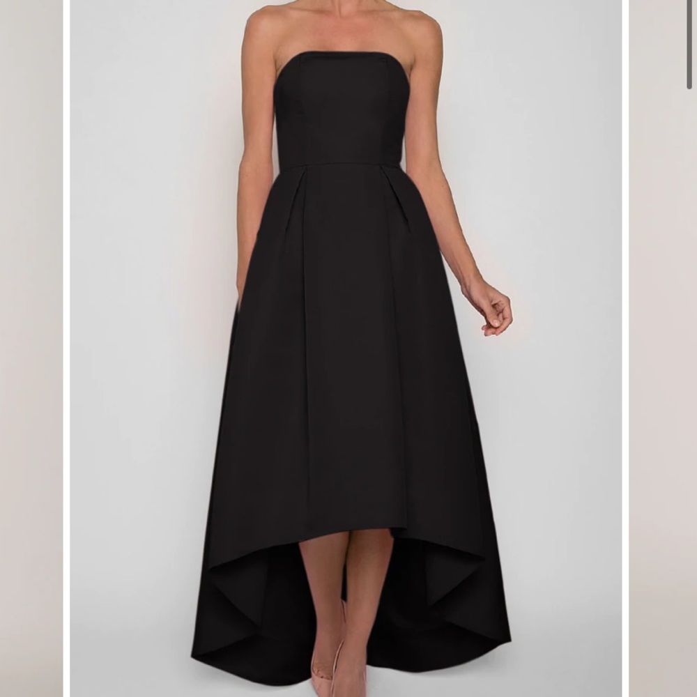 BLACK Silk Faille Strapless High Low Gown by Alexia Maria!
